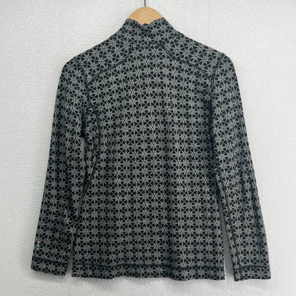 SMARTWOOL Top Womens M Merino 250 Base Layer 1/4 Zip Geometric Thermal Black - Picture 4 of 12